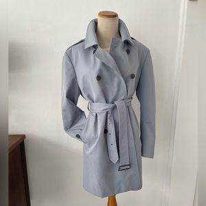Powder Blue belted overcoat by Hockerty. Beautifully detailed. Never worn.